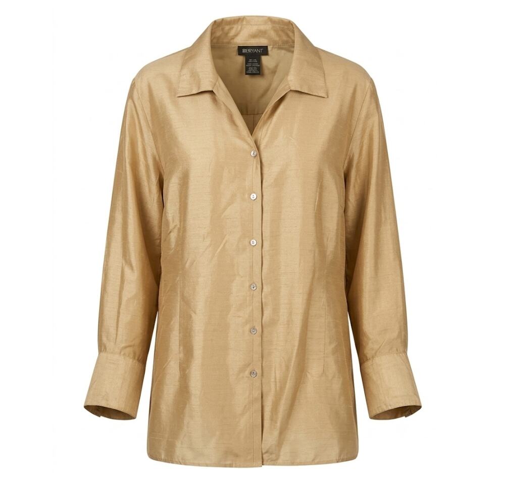 Lane Bryant Gold Long Sleeves Button-Down Shirt Relaxed Womens Size 26/28